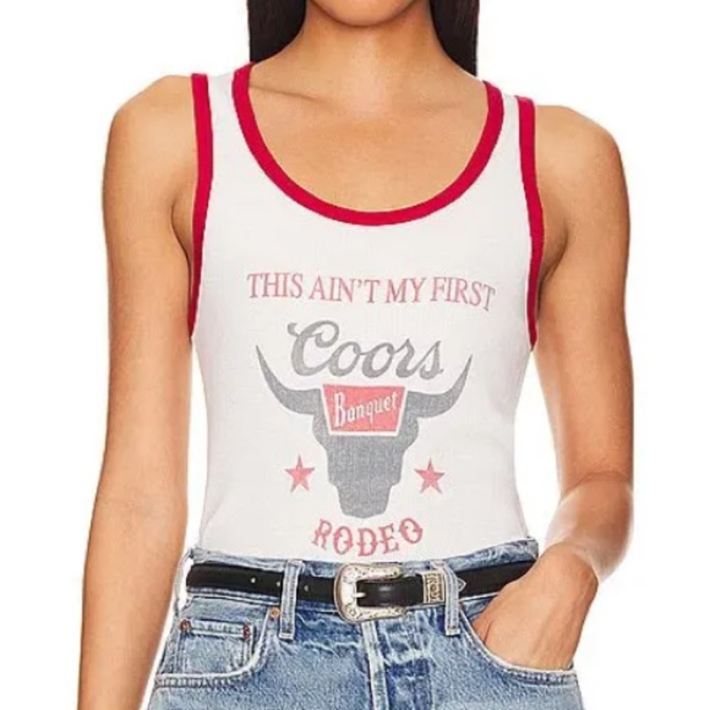 The Laundry Room Coors Rodeo Ribbed Graphic Tank White Red Size S